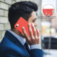 For iPhone 6 / 7 / 8 Splicing Color Hollow Flower Pattern RFID Leather Phone Case(Red)