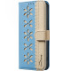 For iPhone 6 / 7 / 8 Splicing Color Hollow Flower Pattern RFID Leather Phone Case(Baby Blue)