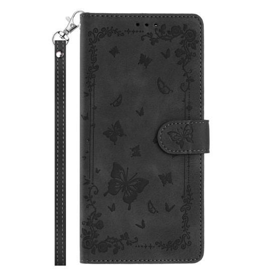 For iPhone 6 / 7 / 8 / SE Secret Garden Butterfly Pattern Leather Phone Case(Black)