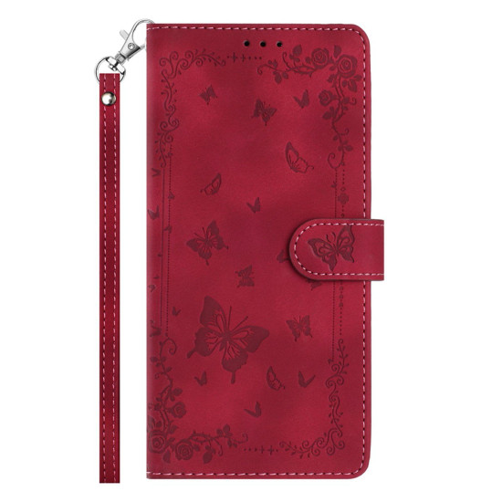 For iPhone 6 / 7 / 8 / SE Secret Garden Butterfly Pattern Leather Phone Case(Red)