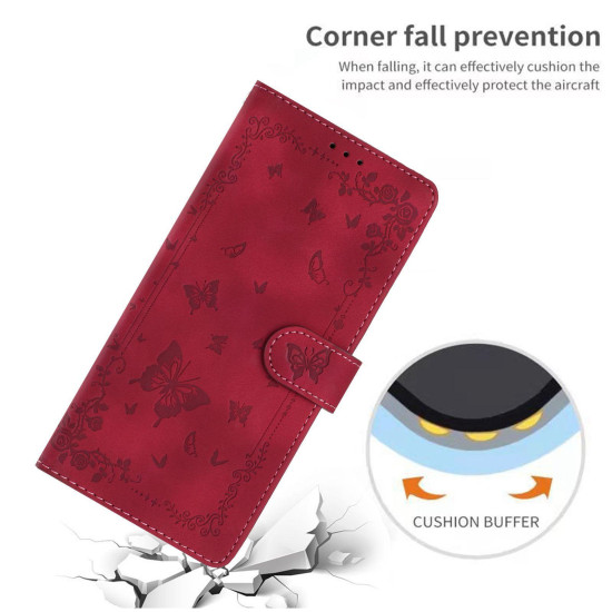 For iPhone 6 / 7 / 8 / SE Secret Garden Butterfly Pattern Leather Phone Case(Red)