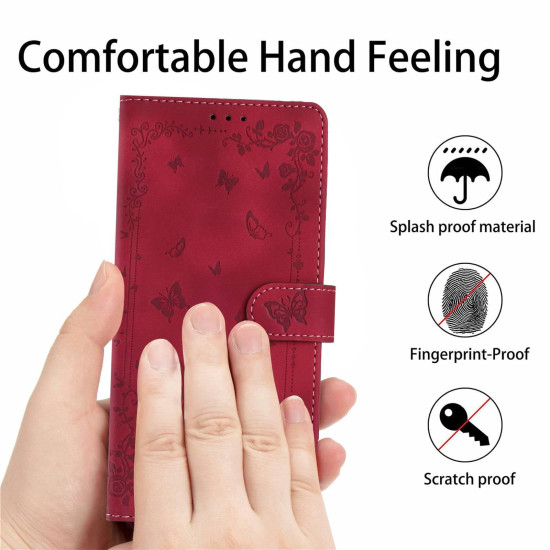 For iPhone 6 / 7 / 8 / SE Secret Garden Butterfly Pattern Leather Phone Case(Red)