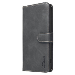 For iPhone 6 / 7 / 8 Solid Color Calfskin Texture RFID Vegan Leather Phone Case(Black)