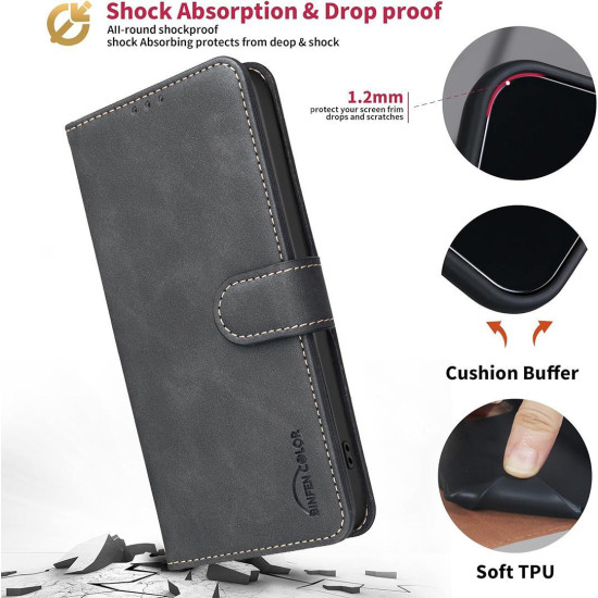 For iPhone 6 / 7 / 8 Solid Color Calfskin Texture RFID Vegan Leather Phone Case(Black)