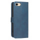 For iPhone 6 / 7 / 8 Solid Color Calfskin Texture RFID Vegan Leather Phone Case(Blue)