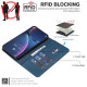 For iPhone 6 / 7 / 8 Solid Color Calfskin Texture RFID Vegan Leather Phone Case(Blue)