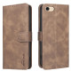 For iPhone 6 / 7 / 8 Solid Color Calfskin Texture RFID Vegan Leather Phone Case(Brown)