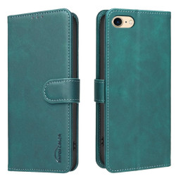 For iPhone 6 / 7 / 8 Solid Color Calfskin Texture RFID Vegan Leather Phone Case(Green)
