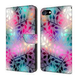 For iPhone 6 / 7 Crystal-Like Painted Vegan Leather Phone Case(Maple Leaf)