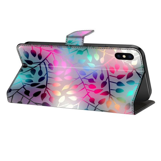 For iPhone 6 / 7 Crystal-Like Painted Vegan Leather Phone Case(Maple Leaf)