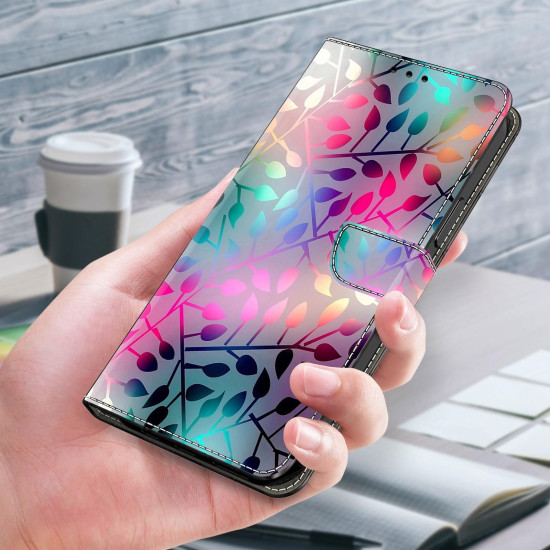 For iPhone 6 / 7 Crystal-Like Painted Vegan Leather Phone Case(Maple Leaf)