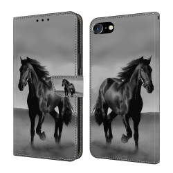 For iPhone 6 / 7 Crystal-Like Painted Vegan Leather Phone Case(Dark Horse)