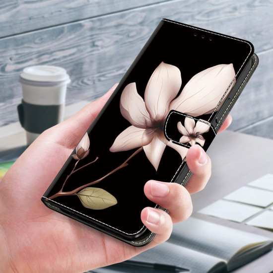 For iPhone 6 / 7 Crystal-Like Painted Vegan Leather Phone Case(Datura Flower)