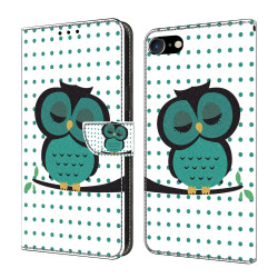 For iPhone 6 / 7 Crystal-Like Painted Vegan Leather Phone Case(Sleeping Owl)