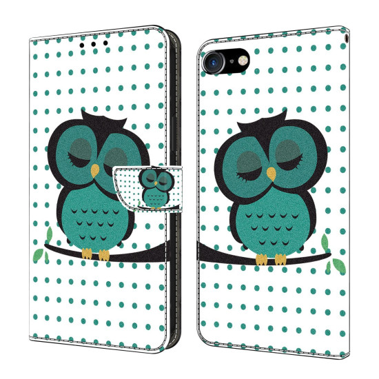 For iPhone 6 / 7 Crystal-Like Painted Vegan Leather Phone Case(Sleeping Owl)