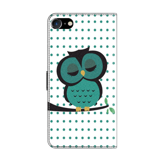 For iPhone 6 / 7 Crystal-Like Painted Vegan Leather Phone Case(Sleeping Owl)