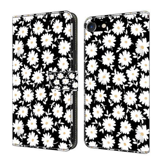 For iPhone 6 / 7 Crystal-Like Painted Vegan Leather Phone Case(Small Floral Print)