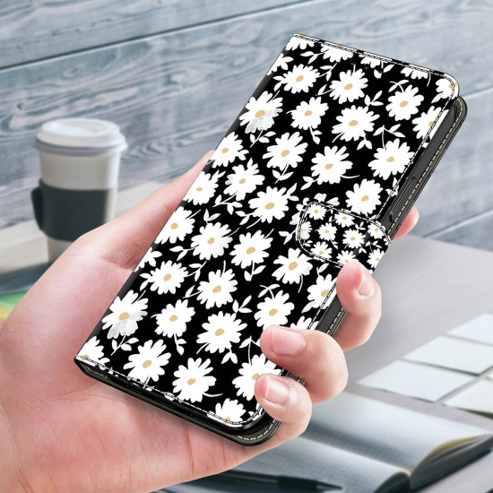 For iPhone 6 / 7 Crystal-Like Painted Vegan Leather Phone Case(Small Floral Print)