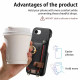 For iPhone 6 / 7 / 8 Litchi Texture Card Bag Ring Holder Vegan Leather + PC Phone Case with Shoulder Strap(Black)