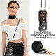 For iPhone 6 / 7 / 8 Litchi Texture Card Bag Ring Holder Vegan Leather + PC Phone Case with Shoulder Strap(Black)