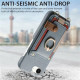 For iPhone 6 / 7 / 8 Litchi Texture Card Bag Ring Holder Vegan Leather + PC Phone Case with Shoulder Strap(Blue)