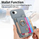 For iPhone 6 / 7 / 8 Litchi Texture Card Bag Ring Holder Vegan Leather + PC Phone Case with Shoulder Strap(Blue)