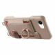 For iPhone 6 / 7 / 8 Litchi Texture Card Bag Ring Holder Vegan Leather + PC Phone Case with Shoulder Strap(Khaki)