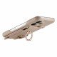 For iPhone 6 / 7 / 8 Litchi Texture Card Bag Ring Holder Vegan Leather + PC Phone Case with Shoulder Strap(Khaki)