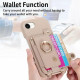 For iPhone 6 / 7 / 8 Litchi Texture Card Bag Ring Holder Vegan Leather + PC Phone Case with Shoulder Strap(Khaki)