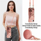 For iPhone 6 / 7 / 8 Litchi Texture Card Bag Ring Holder Vegan Leather + PC Phone Case with Shoulder Strap(Pink)