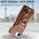 For iPhone 6 / 7 / 8 Litchi Texture Card Bag Ring Holder Vegan Leather + PC Phone Case with Shoulder Strap(Brown)