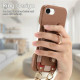 For iPhone 6 / 7 / 8 Litchi Texture Card Bag Ring Holder Vegan Leather + PC Phone Case with Shoulder Strap(Brown)
