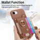 For iPhone 6 / 7 / 8 Litchi Texture Card Bag Ring Holder Vegan Leather + PC Phone Case with Shoulder Strap(Brown)