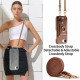 For iPhone 6 / 7 / 8 Litchi Texture Card Bag Ring Holder Vegan Leather + PC Phone Case with Shoulder Strap(Brown)