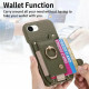 For iPhone 6 / 7 / 8 Litchi Texture Card Bag Ring Holder Vegan Leather + PC Phone Case with Shoulder Strap(Midnight Green)