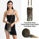 For iPhone 6 / 7 / 8 Litchi Texture Card Bag Ring Holder Vegan Leather + PC Phone Case with Shoulder Strap(Midnight Green)