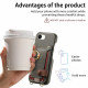 For iPhone 6 / 7 / 8 Litchi Texture Card Bag Ring Holder Vegan Leather + PC Phone Case with Shoulder Strap(Gray)