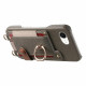 For iPhone 6 / 7 / 8 Litchi Texture Card Bag Ring Holder Vegan Leather + PC Phone Case with Shoulder Strap(Gray)