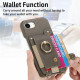 For iPhone 6 / 7 / 8 Litchi Texture Card Bag Ring Holder Vegan Leather + PC Phone Case with Shoulder Strap(Gray)