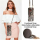 For iPhone 6 / 7 / 8 Litchi Texture Card Bag Ring Holder Vegan Leather + PC Phone Case with Shoulder Strap(Gray)