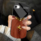For iPhone 6 / 7 / 8 Wood Texture Golden Horse Pattern TPU + PC + Tempered Glass Phone Case(Orange)