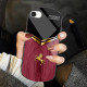 For iPhone 6 / 7 / 8 Wood Texture Golden Horse Pattern TPU + PC + Tempered Glass Phone Case(Red)