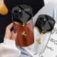 For iPhone 6 / 7 / 8 Wood Texture Golden Horse Pattern TPU + PC + Tempered Glass Phone Case(Red)