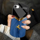 For iPhone 6 / 7 / 8 Wood Texture Golden Horse Pattern TPU + PC + Tempered Glass Phone Case(Blue)