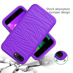 For iPhone SE 2022 / SE 2020 Wave Pattern 3 in 1 Silicone+PC Shockproof Protective Case(Purple)
