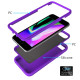 For iPhone SE 2022 / SE 2020 Wave Pattern 3 in 1 Silicone+PC Shockproof Protective Case(Purple)
