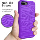 For iPhone SE 2022 / SE 2020 Wave Pattern 3 in 1 Silicone+PC Shockproof Protective Case(Purple)