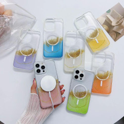For iPhone 7 / 8 / SE 2022 / 2020  Gilding MagSafe Hybrid Clear TPU Phone Case(Orange)