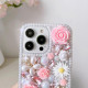 For iPhone 7 / 8  Rose Hand-set Diamond PC Phone Case(Pink)