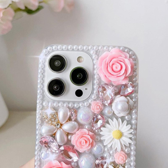 For iPhone 7 / 8  Rose Hand-set Diamond PC Phone Case(Purple)